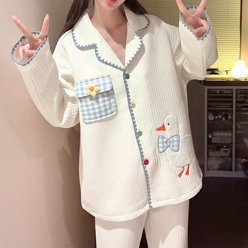 秋冬睡衣女空气棉冬季保暖2025新款加厚家居服春秋女款居家服套装|undefined