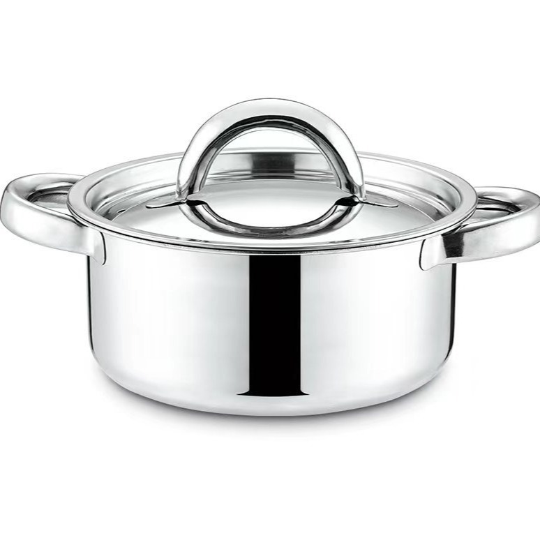 不锈钢汤锅韩式直角锅双耳复底汤锅加厚奶锅泡面锅电磁炉通用礼品