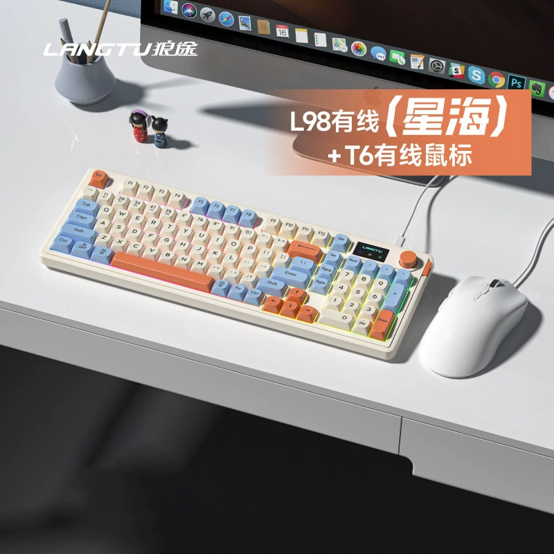 Волк L98 Проводной RGB высоко-значимый трехрежимный клавиатура Спортивная игра офис печать беспроводная тонкая пленка тихая клавиатура