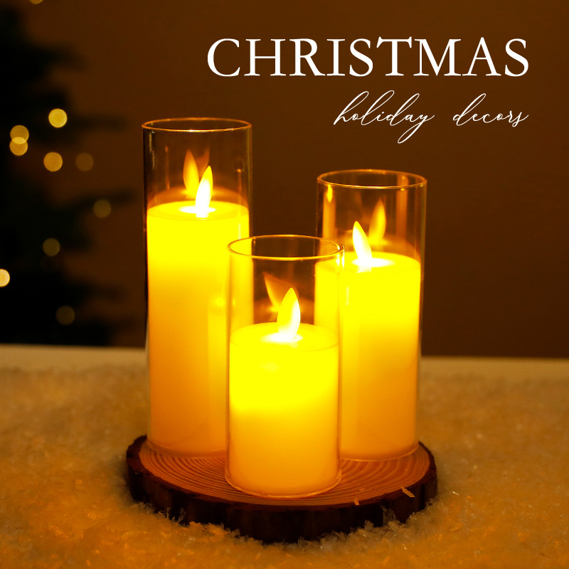 Ventas transfronterizas de vela electrónica LED vaso de vidrio oscilante vela navideña vela navideña decoración navideña