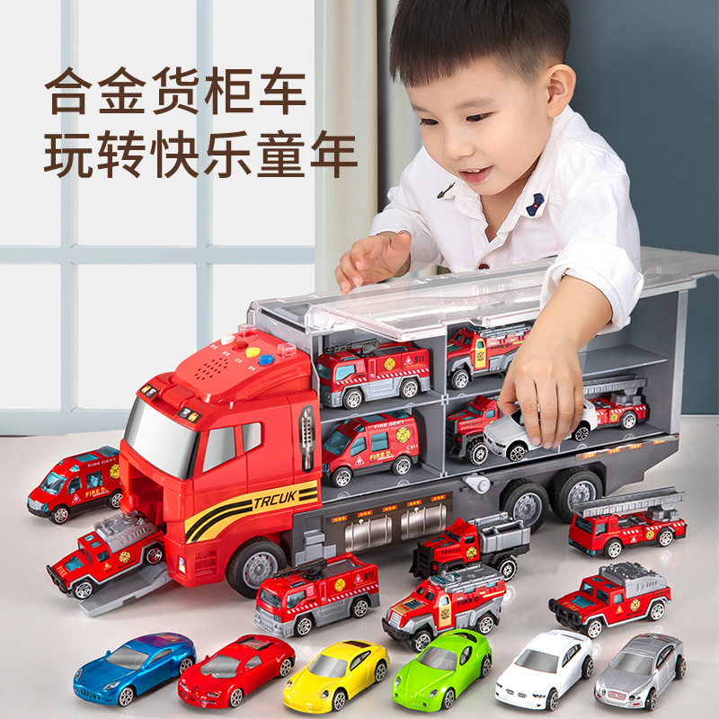 Children's toy car model 2-3 years old 4 baby simulation container alloy car boy fire engineering vehicle set Children's toy car model 2-3 years old 4 baby simulation container alloy car boy fire engineering vehicle set
