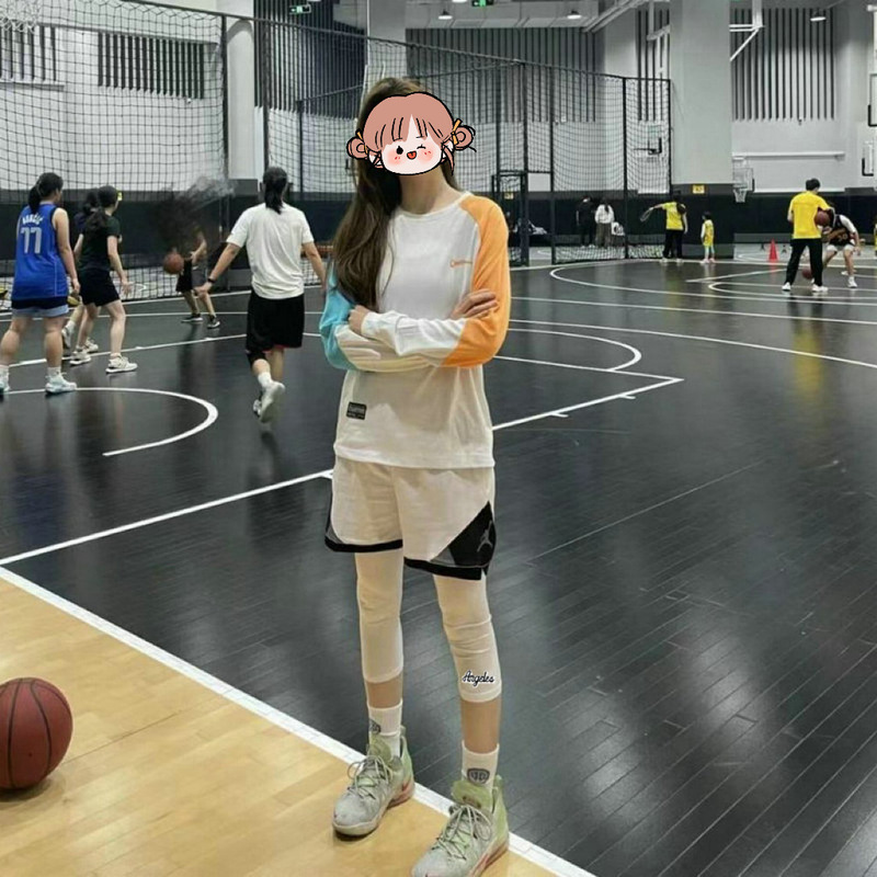 Basketball Three-Quarter Leggings, Tights, Women's Sports Running Fitness Compression Training Three-Quarter Pants, High Elasticity and Quick Drying