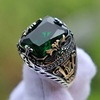 Men's emerald stone inlay, retro ring, jewelry