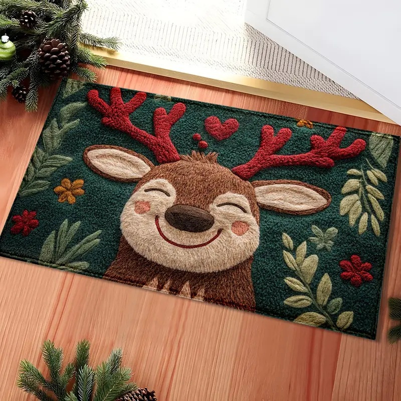 Cross-Border Dropshipping Christmas Imitation Cashmere Carpet Bathroom Non-Slip Floor Mat Entrance Door Mat Floor Mat in Stock