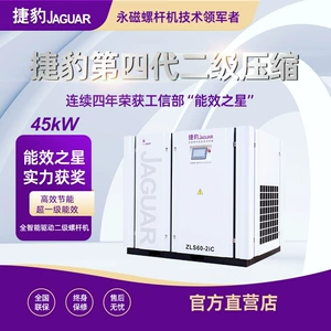 Jaguar Dual-Stage Permanent Magnet Variable Frequency Screw Air Compressor 45Kw 45 Kilowatts 60 Horsepower 9 Cubic Meters Screw Air Compressor