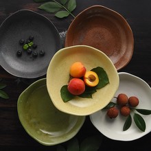 日本进口波佐见烧五彩系列套装五色粗陶餐盘礼盒日式家用餐具盘子