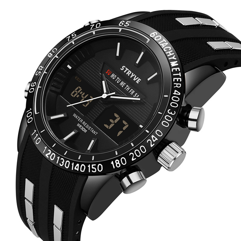 Stryve 8005 deportes impermeable reloj personalizado luminoso sincronización alarma doble pantalla reloj electrónico regalo creativo