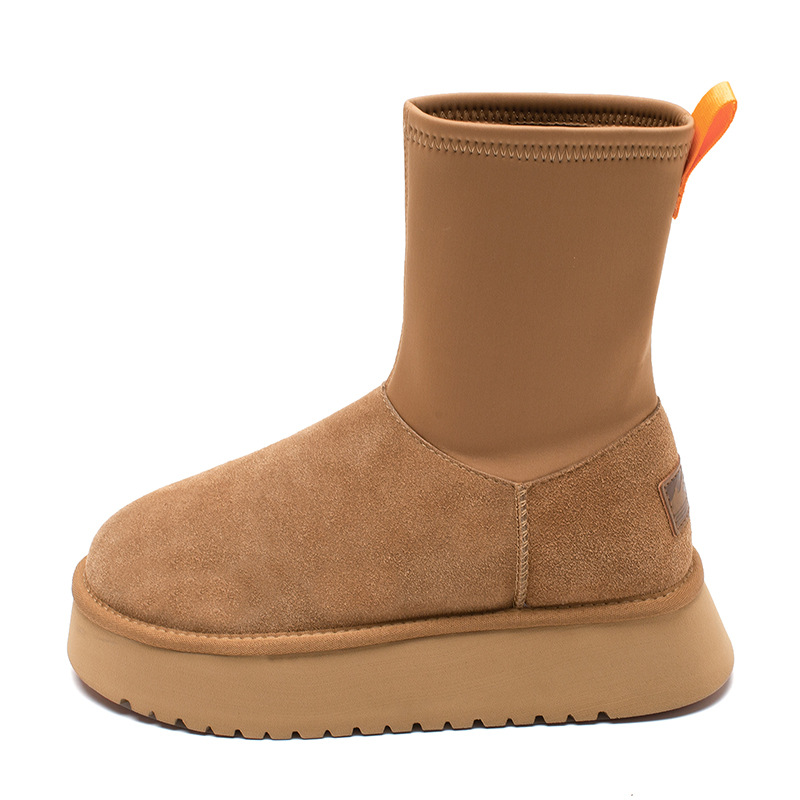 Botas de nieve de fondo grueso para mujeres 2025 nuevas botas de lápiz elásticas delgadas de invierno para usar botas gruesas