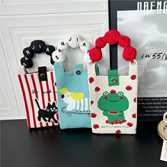 ハイエンドの新しい携帯電話バッグ、かわいい漫画のニットバッグ、ニッチなデザイン、トレンディなシングルショルダークロスボディショルダーバッグ