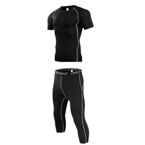 Children's tight-fitting training suit sports set football base layer basketball quick-drying top fitness top with extra warm short sleeve