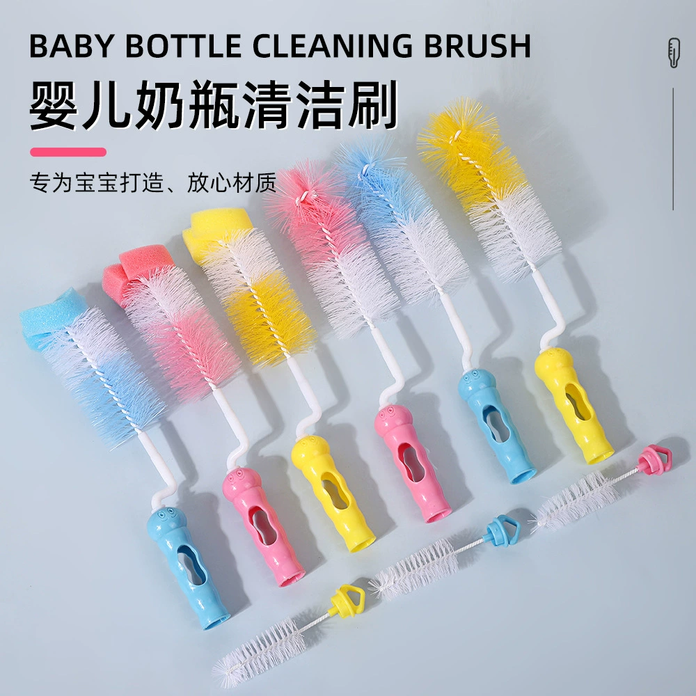 Щетка для чистки детских бутылочек, набор из двух предметов, бытовая с ручкой, вращающаяся щетка для бутылочек, инструмент для чистки детских бутылочек