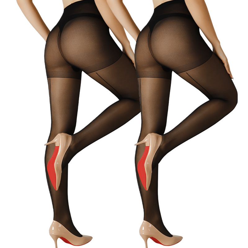 Medias sexy primavera y verano delgadas europeas y americanas anti-gancho de seda línea trasera de medias negras de acero al por mayor transfronterizas