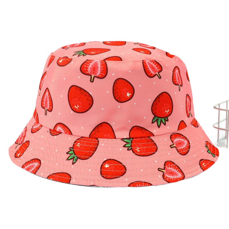 Nuevo estilo coreano de verano para mujer sombrero de pescador de todo fósforo estilo japonés sombrero de Cuenca de fresa fresca todo fósforo protección solar red sombrero de Sol Rojo