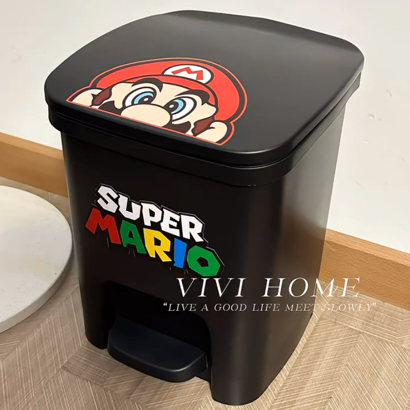 검은색 쓰레기통 + 마리오 스티커 배송 준비 완료 * 판매 후 보증