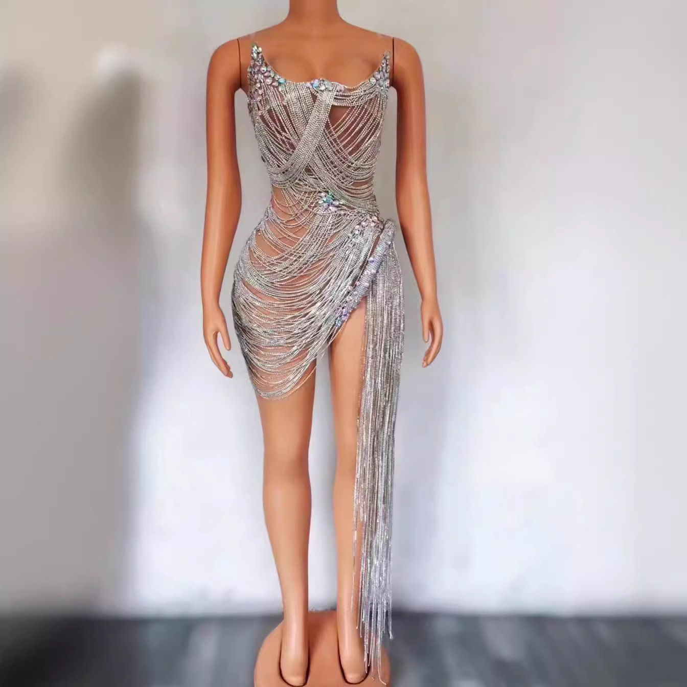 NOCANCE Comercio exterior Exportación diamante vestido sexy de lujo brillante elegante vestido de noche rendimiento Reunión Anual image 4