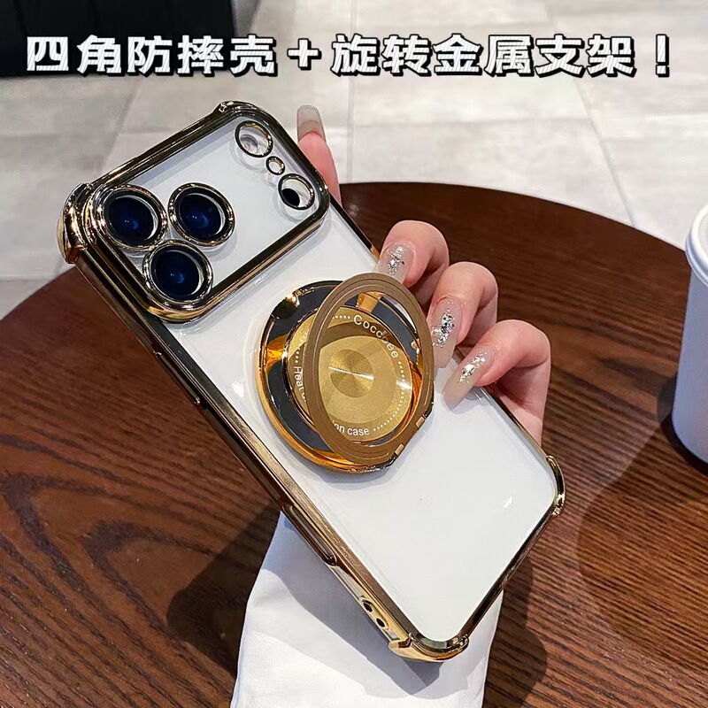 Iphone17 Anti-Fall Phone Case Suitable for Apple 16Promax Metal Bracket 15 Four-Corner Airbag 14 Protective Case