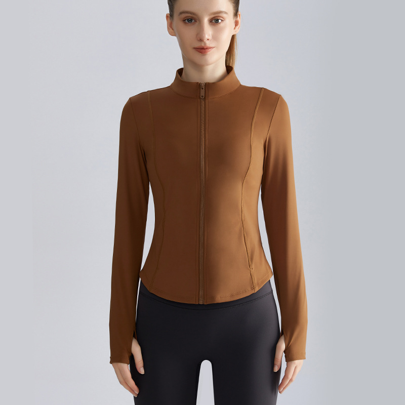 威曼新作フィットネススポーツウェアジャケット レディース スタンドカラー ジップアップ スリムフィット ランニング 速乾 アウター ヨガウェア 秋用トップス