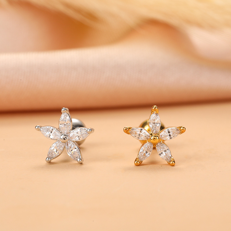 Fashion Star Moon Stainless Steel Plating Zircon Ear Studs 1 Piece display picture 14