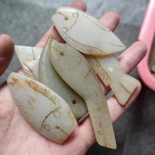 高古玉商代晚期和田玉鱼型玉佩吊坠片片鱼形状
