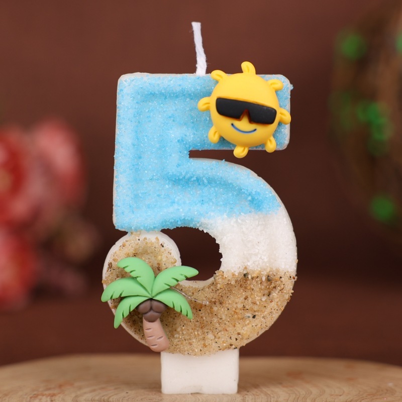 义乌跨境海洋沙滩数字生日蜡烛蛋糕派对装饰生日周岁手工蜡烛0-9|undefined
