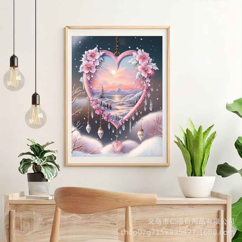 Nueva pintura diamante bricolaje Día de San Valentín conjunto romántico diamante completo ladrillo pintura Cruz puntada pintura decorativa transfronteriza fábrica al por mayor
