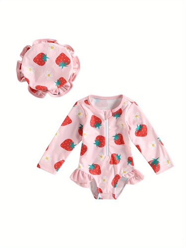 Toddler Baby Girl Rash Guard Swimsuit Long Sleeve