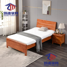 實木床1.8米1.5m單雙人床原木橡木床酒店公寓民宿家具1.2米床