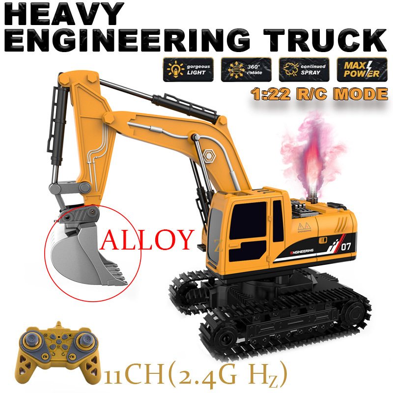 Alloy Digging Electric Spray Remote Control Engineering Vehicle Kidsren's Artificial Excavator Model Boy Excavator Toy Car