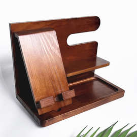 跨境亚马逊桌面收纳架木质多功能置物架懒人手机支架现货厂家直销