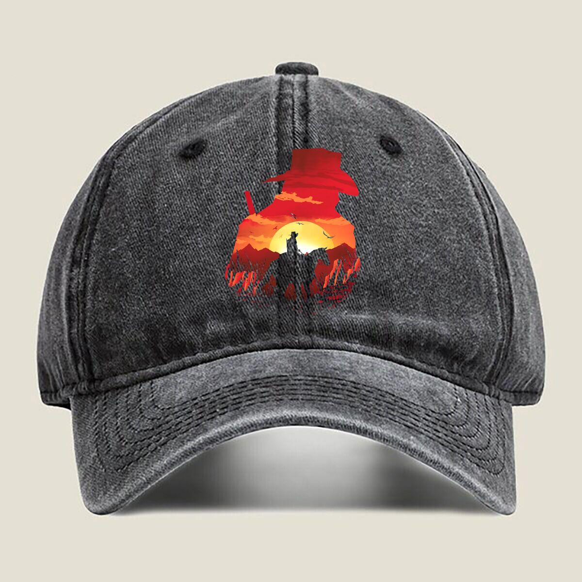 Cowboy silhouette against a sunset for a Western - or themed…