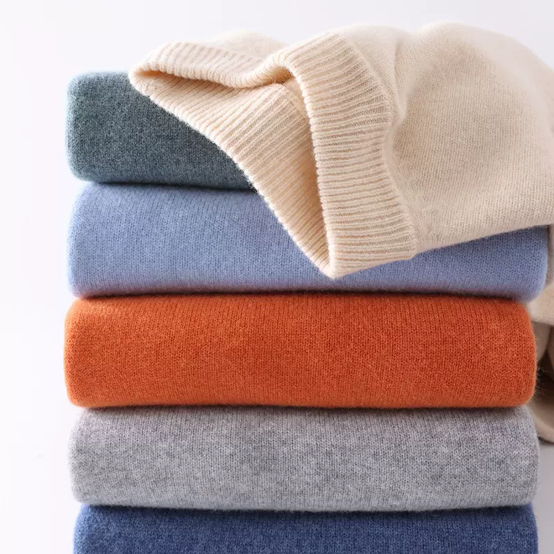 秋冬新款加厚半高领纯羊毛衫男套头宽松针织打底衫保暖非羊绒毛衣