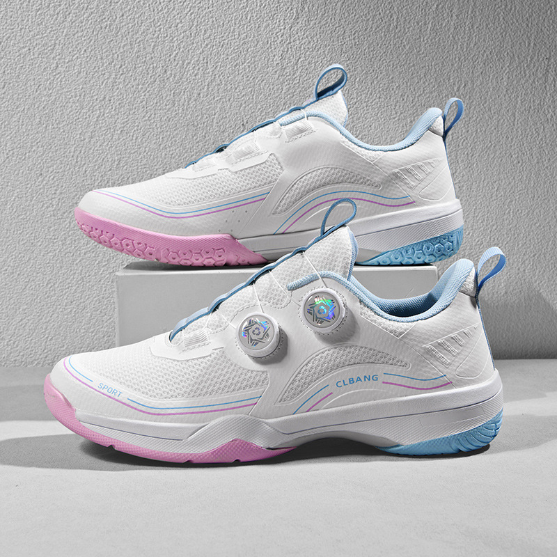 Nuevos zapatos transfronterizos de bádminton de botón giratorio zapatos de entrenamiento de tenis al aire libre para hombres y mujeres suela de goma