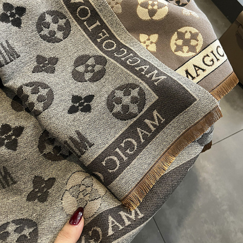 Autumn and winter new Korean version printed imitation cashmere scarf women's dual-use air-conditioning shawl  new double-sided thickened scarf