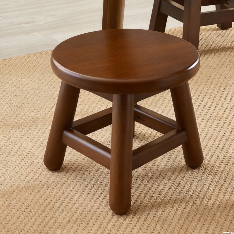 Solid wood small stool for home use, low stool, square stool, round stool, wooden stool, simple and non-slip shoe changing stool for living room, sturdy and durable small bench