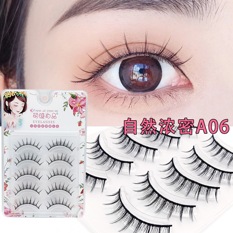 Cinco pares de pequeños demonios cuidadosamente seleccionados, pestañas postizas afiladas, tallos transparentes, estilos cruzados naturales, maquillaje desnudo, pestañas A01