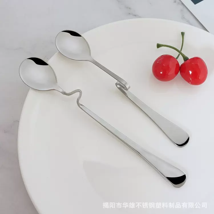 挂杯不锈钢弯挂直挂勺挂立式金属咖啡勺棒搅拌勺迷你小勺子