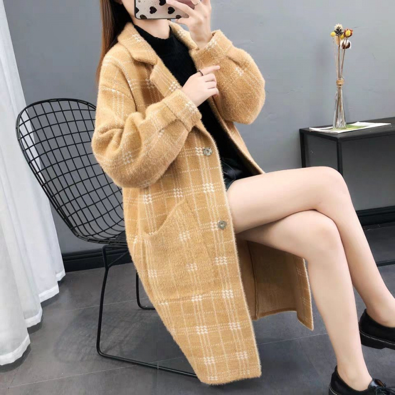 ミンクパイルの新モデルを真似て、2020秋冬の中で長いタイプのお母さんが韓国版のゆるい女装を着て、カーディガンの大きいサイズを厚くします|undefined
