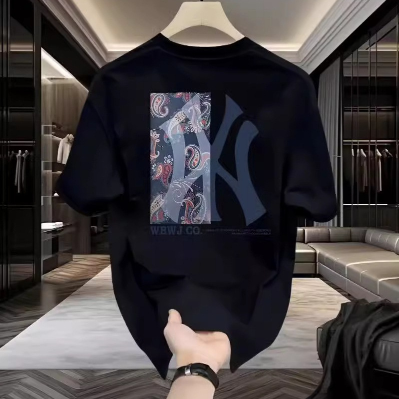 High-Bottom Short-Sleeved T-Shirt for Men 2024 New Fashion Brand Korean Style Pure Cotton T-Shirt Men's Half-Sleeved Bottoming Shirt Top Clothes