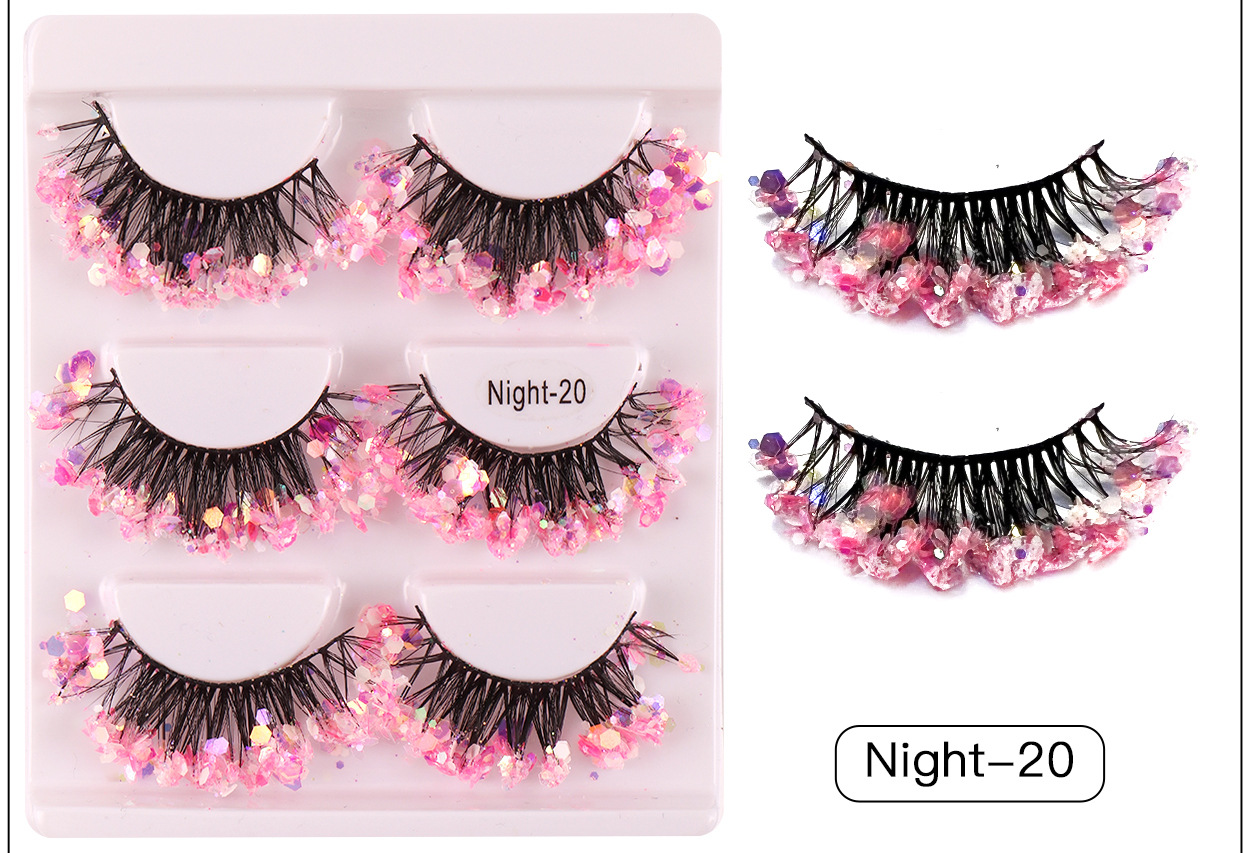 Cross-Border Luminous Sequins False Eyelashes Stage Performance Multi-Layer Thick Curl A Volume Of Colored Eyelashes Eyelash Wholesale display picture 3