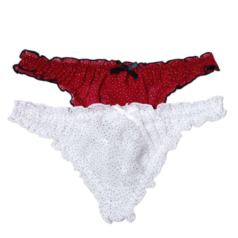 Nono ● Original】Polka Dot Floral Chiffon Skirt with Bow, Women's T-String Thong, Ins-style Floral