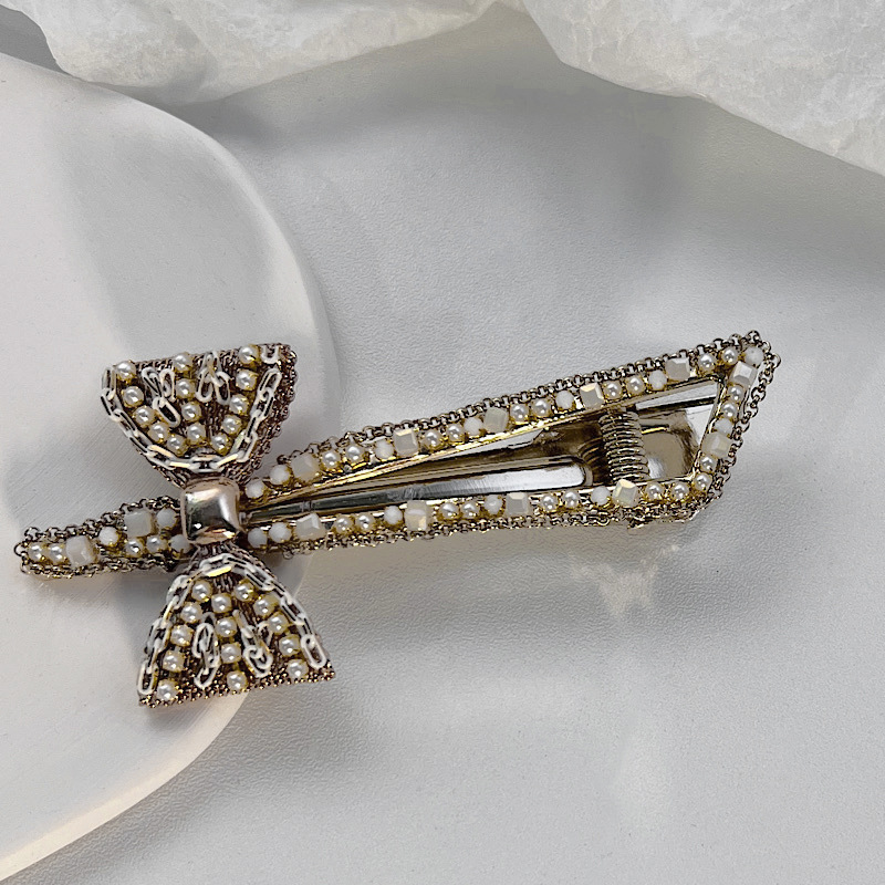 Vintage Bow Duckbill Clip  Alloy Chain Pearl Edge Clip Head Accessories display picture 8