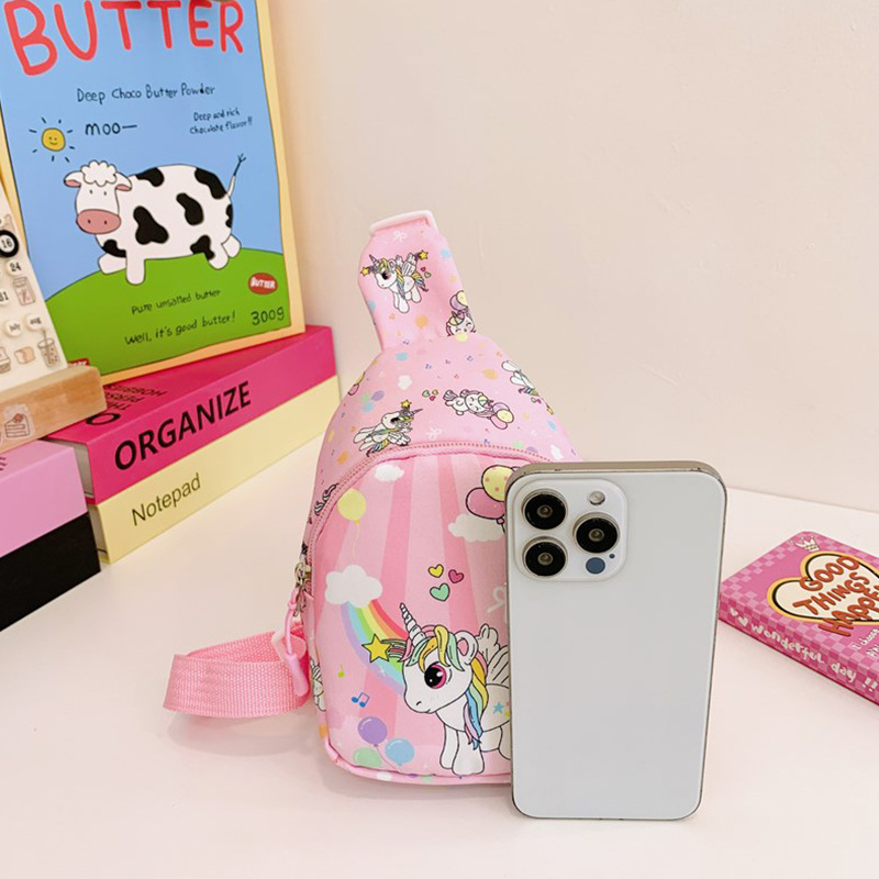 Ventas transfronterizas calientes bolsos de pecho para niños nuevos unicornios de dibujos animados bolsos de cambio bebés lindos bolsos mochilas de chicas pequeñas