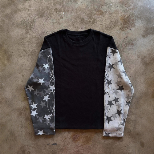 2026 autumn and winter stars new style American long-sleeved personalized trend Y2K fashion printed pullover hooded hooded sweater top