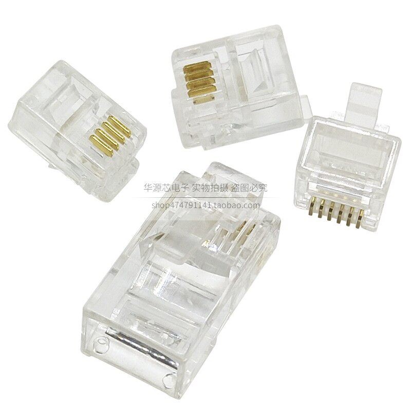 Rj11 Telephone Line Connector Gold-Plated Six/Four/Eight-Core Telephone Crystal Head 6P6C 6P4C 8P8C 4P4C