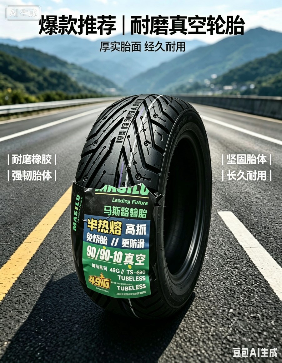 90/90-10A grade rubber material, semi-hot-melt, anti-slip, wear-resistant design, thickened eight-layer vacuum tire 909010 semi-hot-melt
