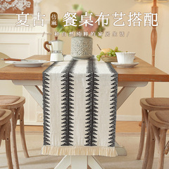 家用客厅餐桌桌旗仿麻装饰长条布艺边柜盖巾加长通用桌旗批发代发