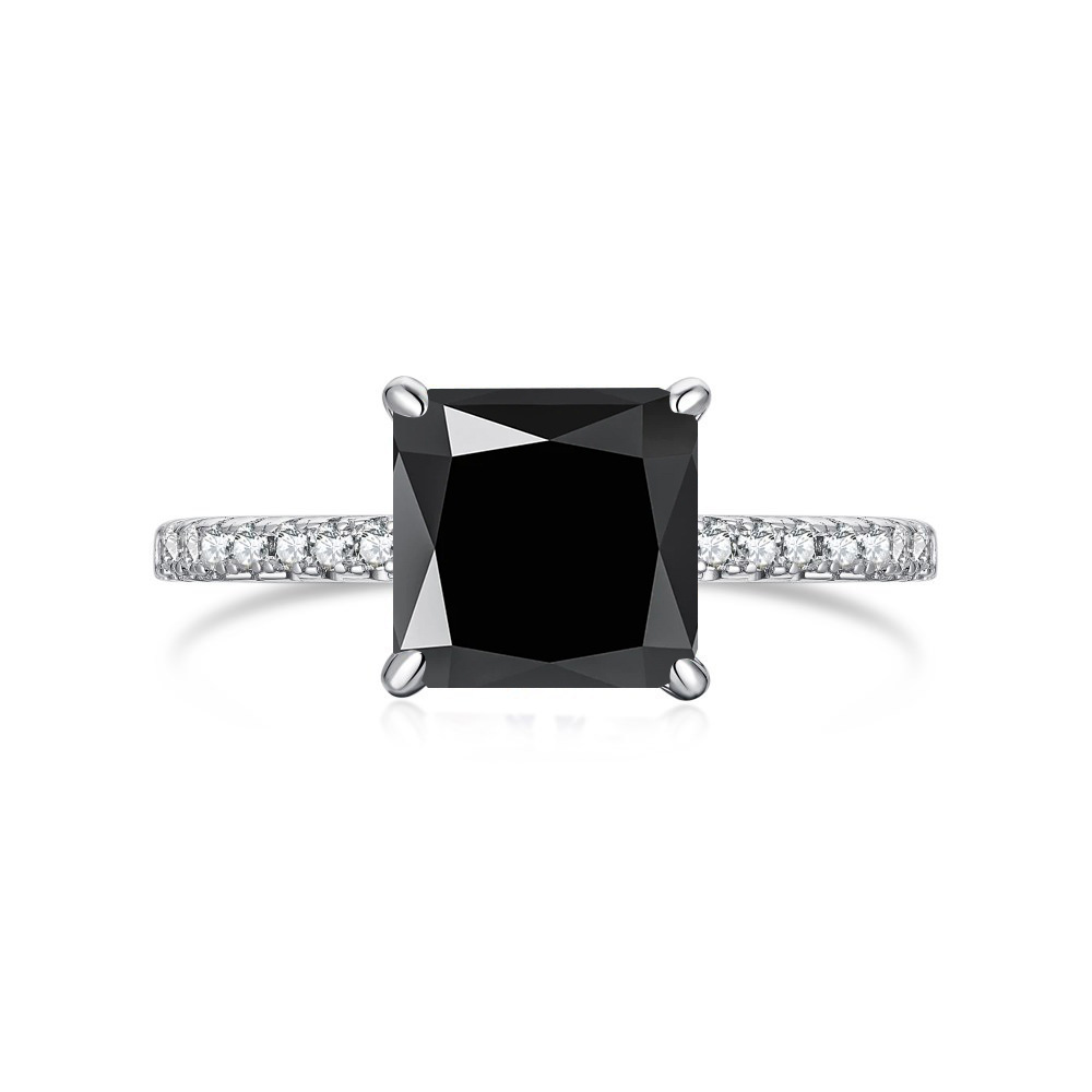 3 quilates 8mm princesa anillo de piedra de mosaico rosa con certificado GRA anillo de plata de diamante