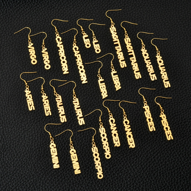 Simple Style Letter Stainless Steel Gold Plated Drop Earrings 1 Pair display picture 1