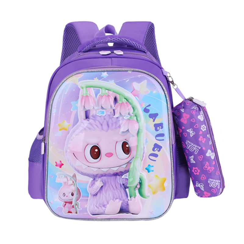 Nueva mochila escolar de dibujos animados mochila escolar 3D para estudiantes de escuela primaria 1-3 grado mochila de tela rabu súper ligera hombro para reducir la carga y proteger la columna