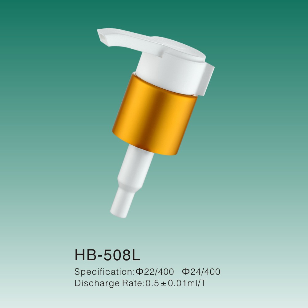 24牙电化铝泵头 UV木纹 乳液瓶泵头 外置弹簧 开关泵 宏邦